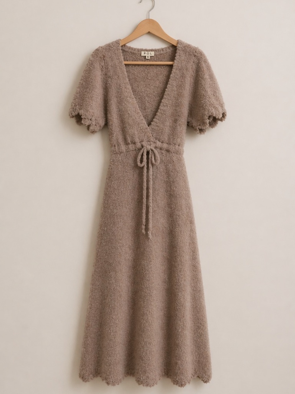 POL Fleece Soft Maxi Dress in Light Taupe Size Small New - Picture 2 of 16